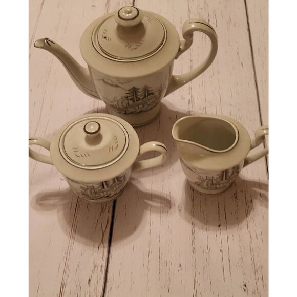 Vintage Kutani China . Tea Kettle, Creamer & Sugar bowl ( 3 pieces ) - Picture 14 of 14